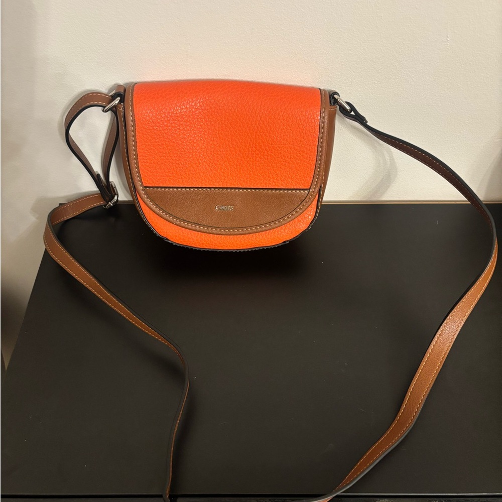 Chaps Vibrant Orange and Brown Crossbody Bag